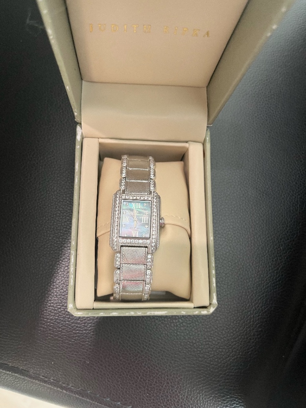 Judith Ripka Diamonique Watch with mother of pearl face
